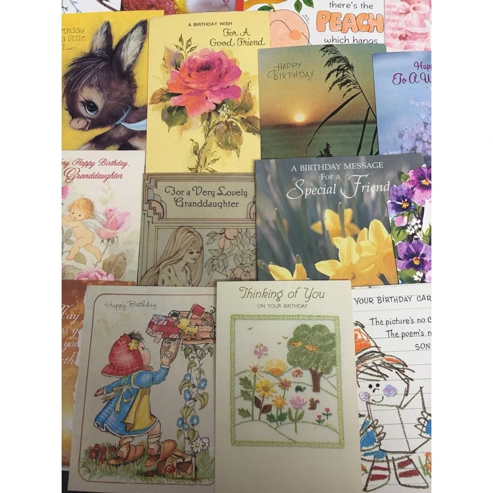 Vintage Birthday Cards Some Fronts ONLY Scrapbooking Crafts Decoupage Lot of 50+